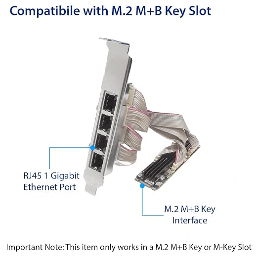 IO CREST 4 Ports Gigabit M.2 M+B Key Ethernet Card SI-PEX24092 - Image 6