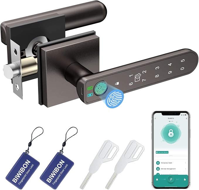BIWIBON Fingerprint Door Lock, 5 in 1 Finger Print Door Knob by BIWIBON