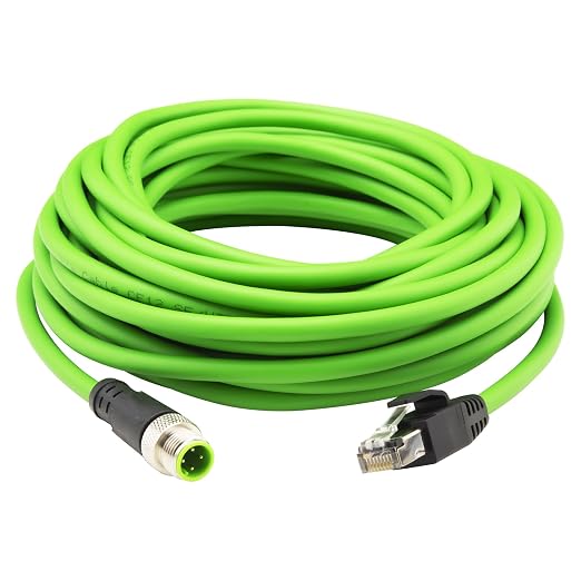 M12 to RJ45 ethernet Cable 33FT Waterproof, M12 4 Pin D Code Male to RJ45 Male by Lonlonty