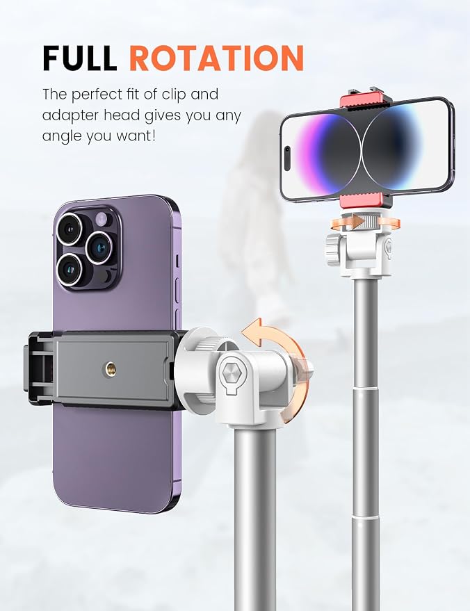 71'' Phone Tripod Stand, Extendable Reinforced Aluminum Phone Stand - Image 7