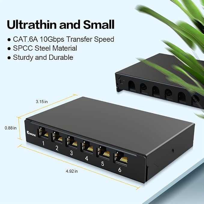 6 Port Patch Panel 0.5U CAT6A Keystone Patch Panel Shielded - Image 2