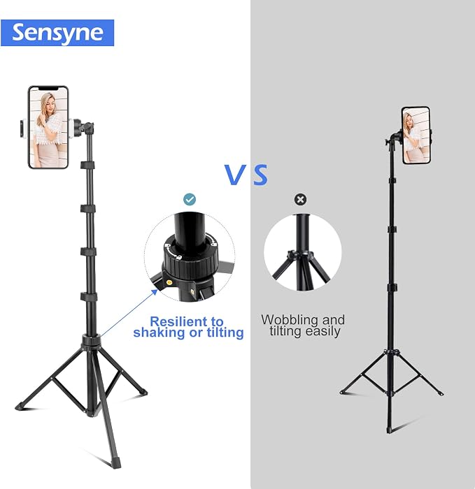 Sensyne 67" Phone-Tripod, Extendable Cell Phone Tripod Stand & Selfie Stick - Image 6