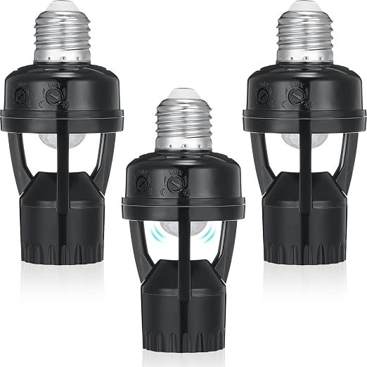 Hortsun 3 Pcs Motion Sensor Light Socket Smart Screw in Light Bulb Outlet by Hortsun
