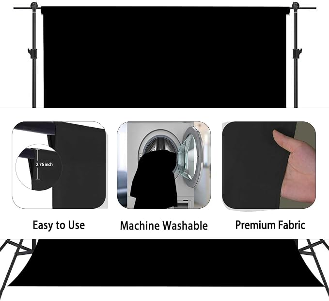 Black Photo Backdrop for Photoshoot, Fabric Background for Product Photography - Image 6