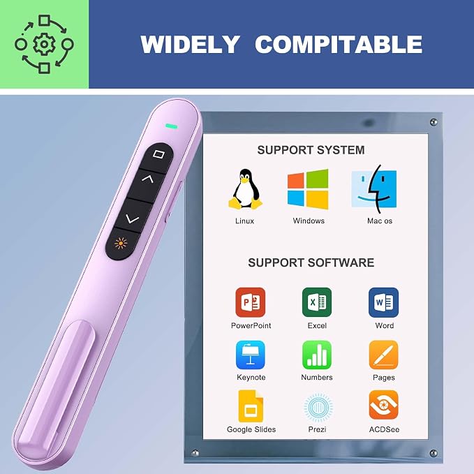 QUI Presentation Clicker with Volume Control, 2.4GHz USB Wireless Presenter - Image 7