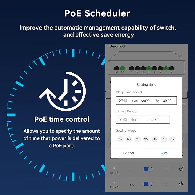 Poe Switch, 5 Port Gigabit PoE+ Switch, Easy Managed Gigabit Ethernet Switch - Image 8