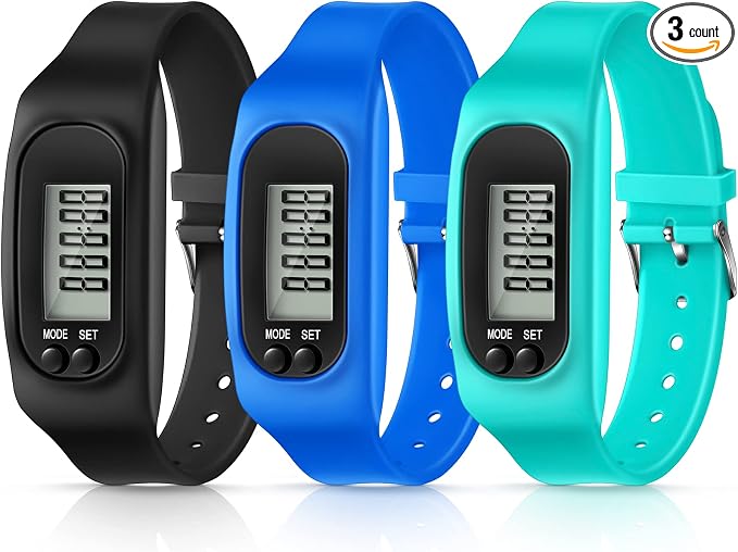 Silicone Fitness Tracker Watch 3 Pcs Walking Running Pedometer Calorie Burning by Kenning