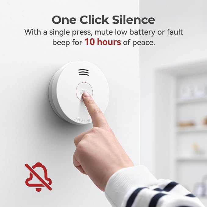 SITERLINK Smoke Detectors 10 Year Battery Operated, Smoke Alarm - Image 7