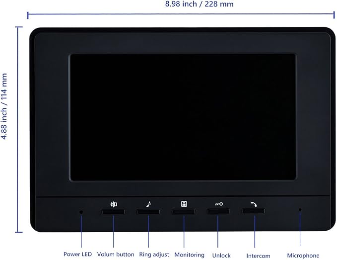 Wired Video Intercom System, 7 Inch Video Doorbell Door Camera Kit | Dual-way - Image 5