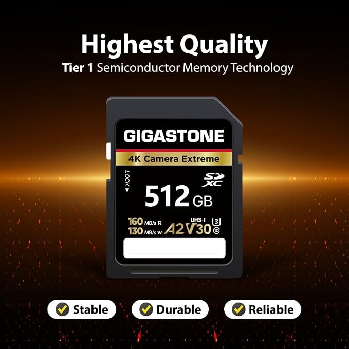 【5-Years Data Recovery】 GIGASTONE 512GB SD Card, 4K Camera Extreme, UHS-I A2 - Image 6