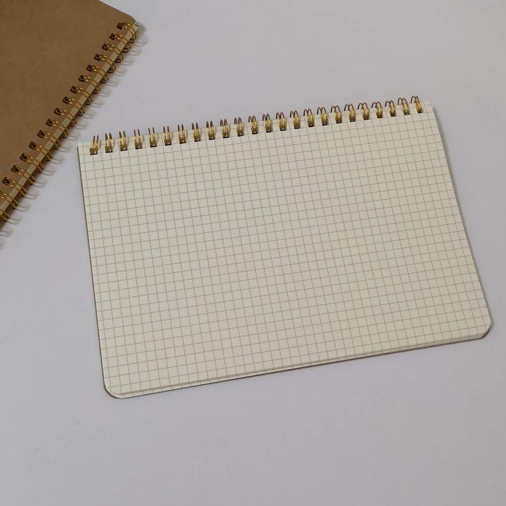 YUREE Softcover Spiral Notebook/Spiral Journal, 50 Sheets (100 Pages) Square Grid Notebook, 10 Notebooks Per Pack, A5, 8.5" x 5.7", Brown