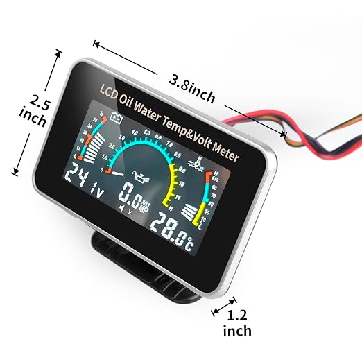 3-in-1 Auto Car LCD Meter Digital Oil Pressure Voltage Water Temperature Gauge - Image 4