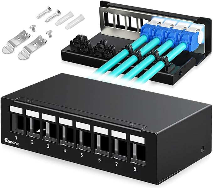 Patch Panel 8 Port Blank Keystone Patch Panel STP&UTP Compatible by Enmane