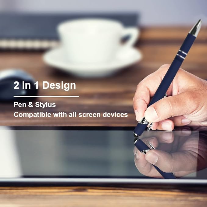 Oddmoal Ballpoint Pen with Stylus Tip, Soft Touch Click Metal Pen, 1.0mm Medium - Image 2