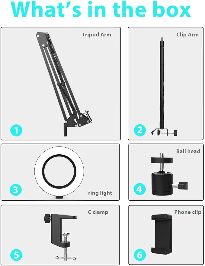 Overhead Camera Mount with Ring Light, Flexible Articulating Phone Arm Stand - Image 9