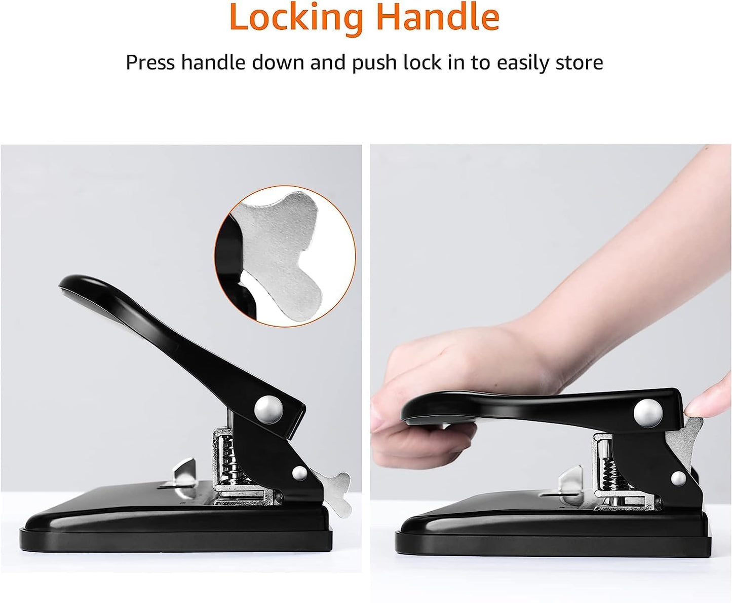 Amazon Basics 2/3 Hole Punch, Semi-Adjustable, 30 Sheet Capacity, Black