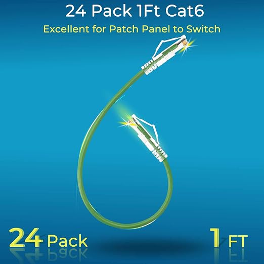 Rapink Patch Cables Cat6/ Cat6a 1ft Slim, Cat6a Ethernet Patch Cable 10G Support - Image 2