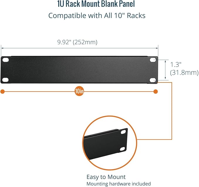 Tecmojo 2 Pack 1U Blank Rack Mount Panel, Steel Patch Panel Filler - Image 4