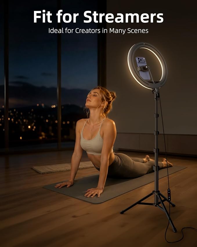TODI 12" Ring Light with 63" extendable Tripod Stand, Selfie RingLight with - Image 6