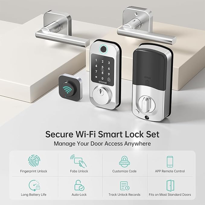 SMONET Fingerprint Smart Locks for Front Door - Image 3