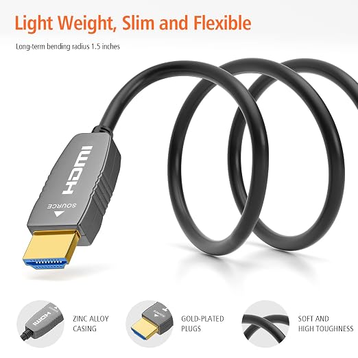 RUIPRO 8K HDMI Fiber Optic Cable CL2 Rated 50 Feet 48Gbps 8K60Hz 4K120Hz - Image 5