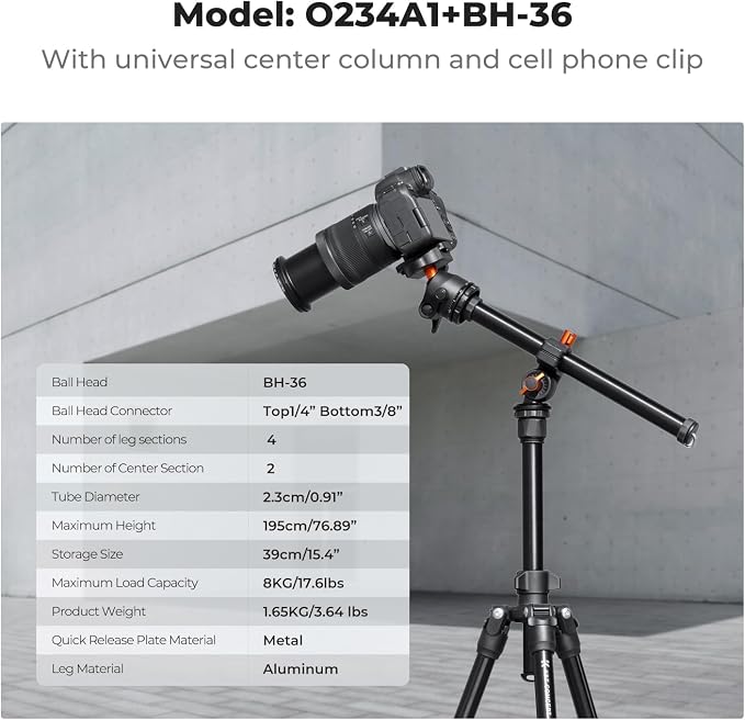 K&F Concept 76 inch Camera Tripod - Image 4