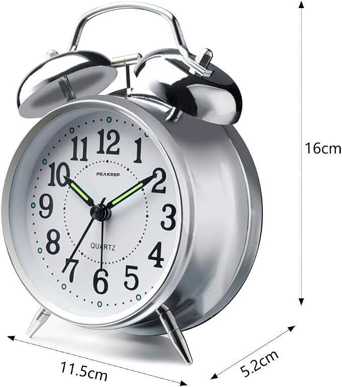 Peakeep 4 inches Twin Bell Loud Alarm Clock - Image 6