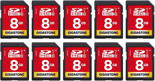 GIGASTONE 8GB SD Card 10-Pack UHS-I U1 Class 10 SDHC Memory Card Full HD Video by Gigastone