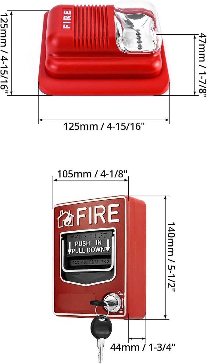 QWORK Wired Emergency Sound and Light Fire Alarm Station, 12 / 24V DC Wired - Image 7