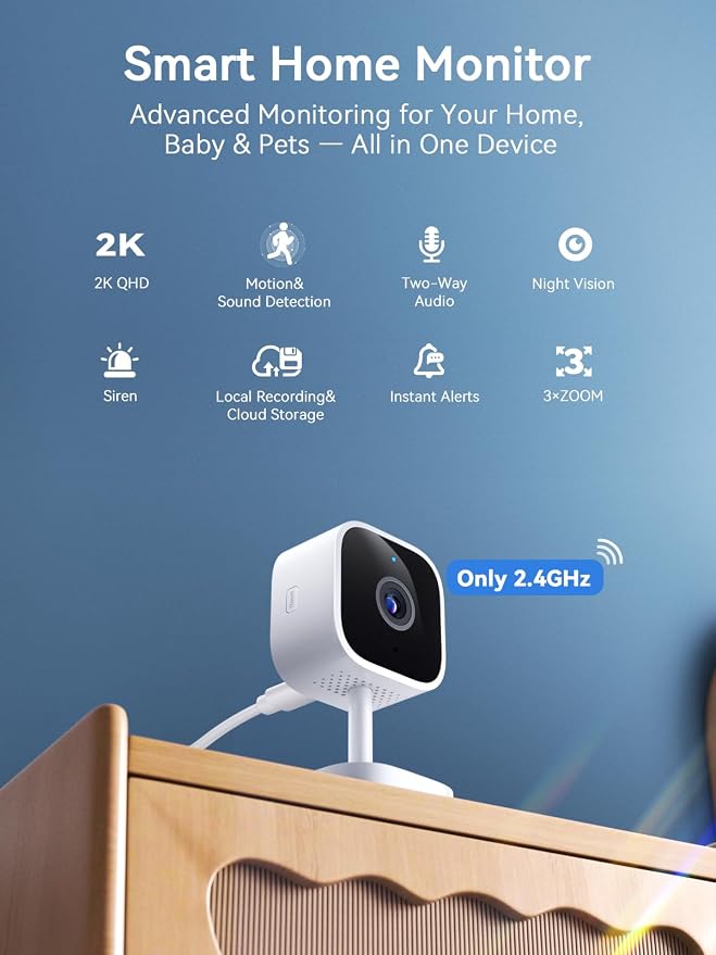 Outinput Indoor Security Camera, 2K WiFi Home Camera - Image 2