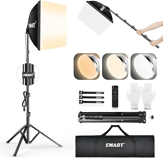 EMART Softbox Lighting Kit, 3000K-6000K 85W LED Bulbs by EMART