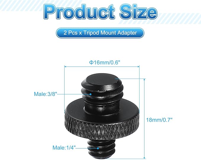 PATIKIL Tripod Screw Adapter 1/4" Male to 3/8" Male, 18 mm - Image 2