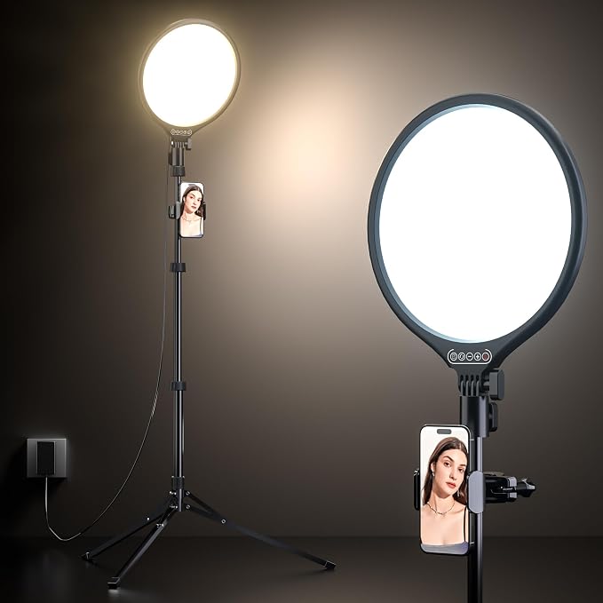 UBeesize 10" LED Light with 62" Tripod Stand, Phone Holder & Remote by UBeesize