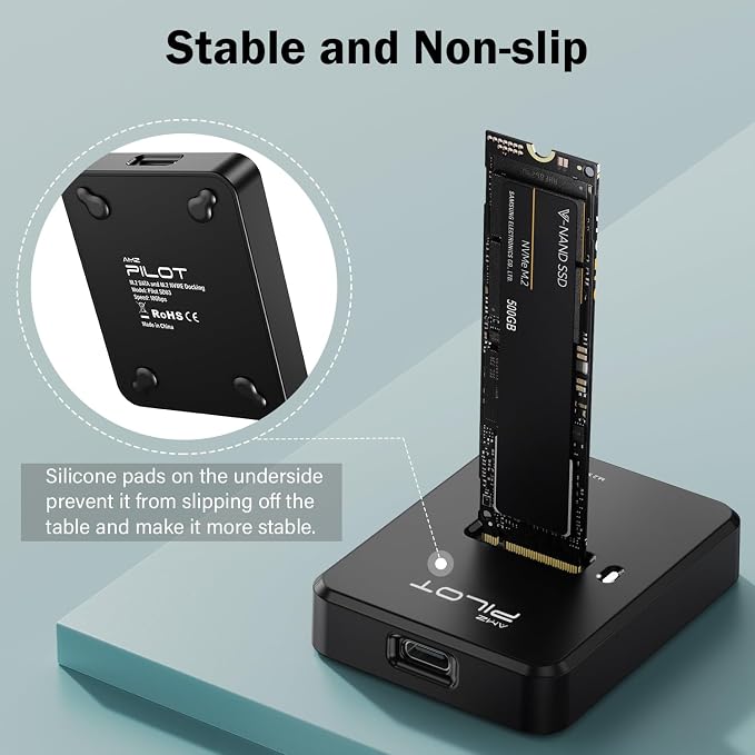 Tool-Free M.2 NVMe & SATA to USB C Docking Station, 10Gbps SSD Reader Adapter - Image 7