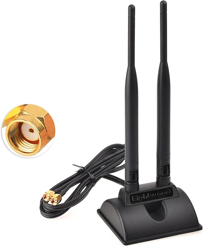 Eightwood WiFi Antenna with RP-SMA Male Connector, 2.4GHz 5GHz Dual Band by Eightwood