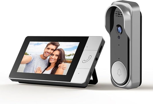 Video Doorbell with 43" Monitor, No WiFi Needed, 130° Wide Angle, Infrared by irianu