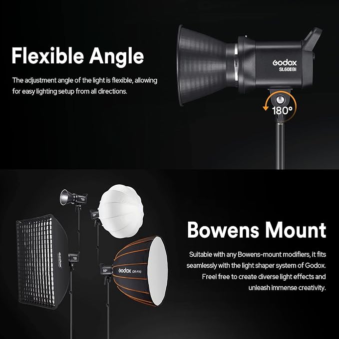Godox SL60IIBi Bi-Color LED Video Light 75W, 2800K-6500K, CRI96+ TLCI97+ - Image 8