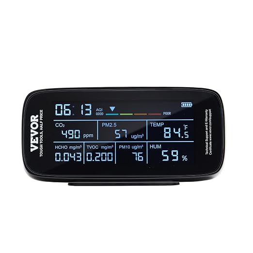 VEVOR Air Quality Monitor 9-in-1, Temperature, Formaldehyde TVOC AQI Tester - Image 9