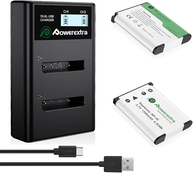 NP-45 NP-45A NP-45B NP-45S Battery 1300mAh*2 & Dual Charger Compatible - Image 9