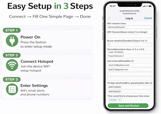 WiFi Power Outage Alarm Detector, Power Failure & Restoration Alerts - Image 7