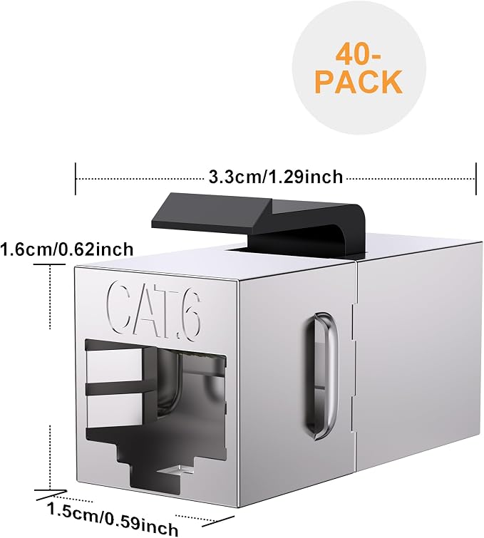 40 Pack Cat 6 Shielded Keystone Coupler, Cat6 Keystone Jacks Female to Female - Image 5