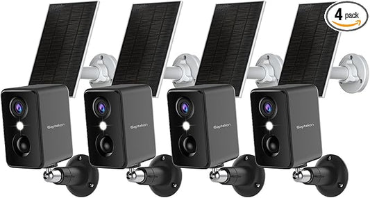Septekon 2K Security Cameras Wireless Outdoor 4 Pack, Solar Battery Powered by Septekon