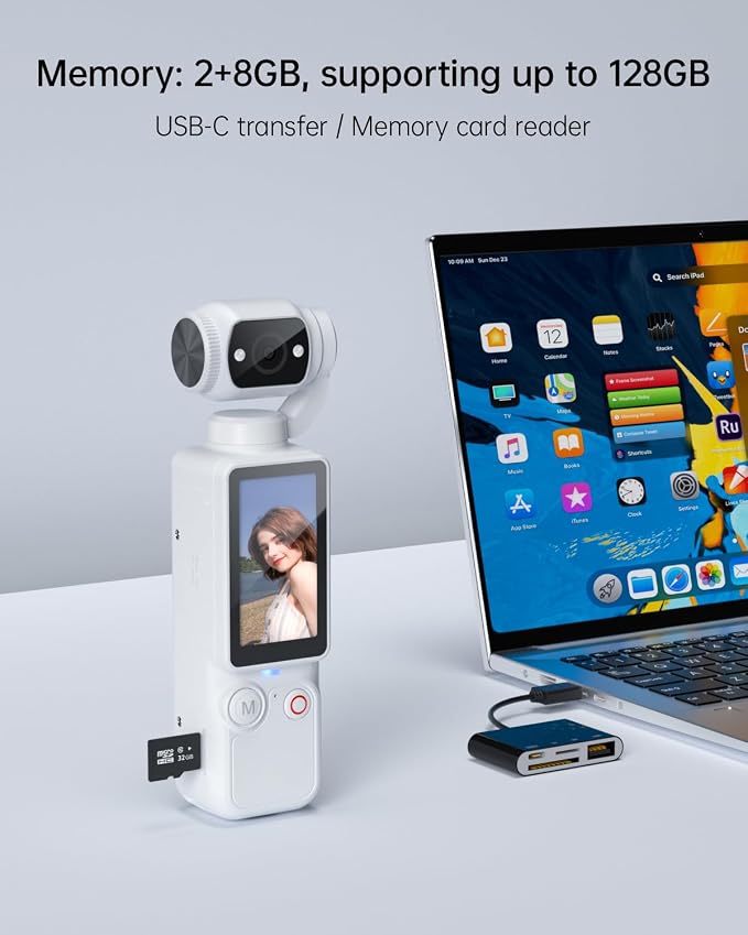 Portable Video Recorder with 180° Rotating Lens, Vlogging Camera, Pocket Body - Image 8
