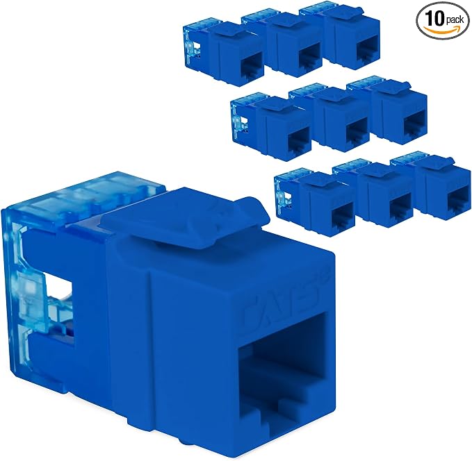 ICC CAT5e Keystone Jack with Slim Profile 180 Degree Punch Down, RJ45 UL Listed by ICC