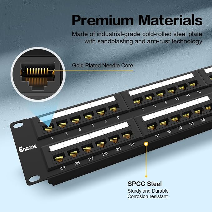 2U 48port Patch Panel CAT6 Patch Panel Rack Mount 19inch Ethernet Patch Panel - Image 2