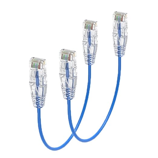 Cat6A 1FT Ethernet Cable Short, Snagless RJ45, Pure Bare Copper Wire by DoroJepi