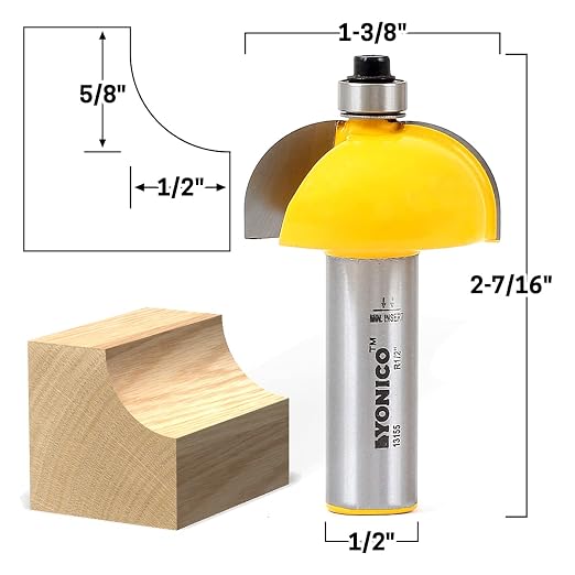 YONICO Cove Router Bits Edge Forming 1/2-Inch Radius 1/2-Inch Shank 13155 - Image 5