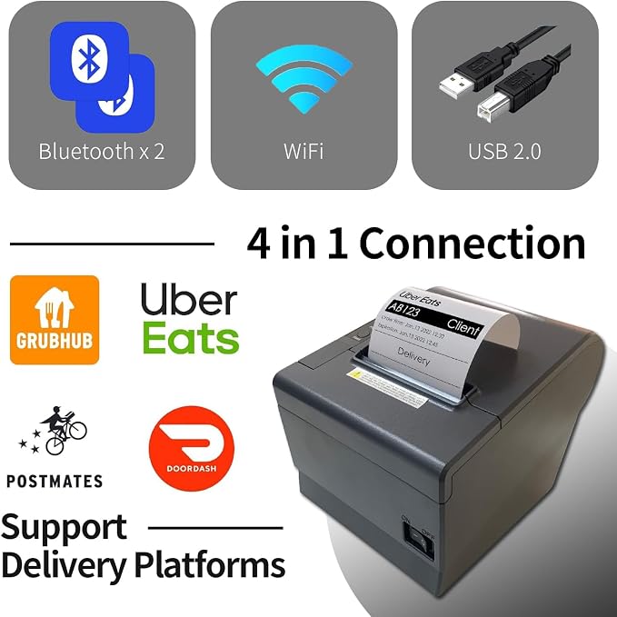 MR.BOSS Thermal Receipt Printer PaperWidth 3” Cash Register Dual WiFi Bluetooth - Image 2