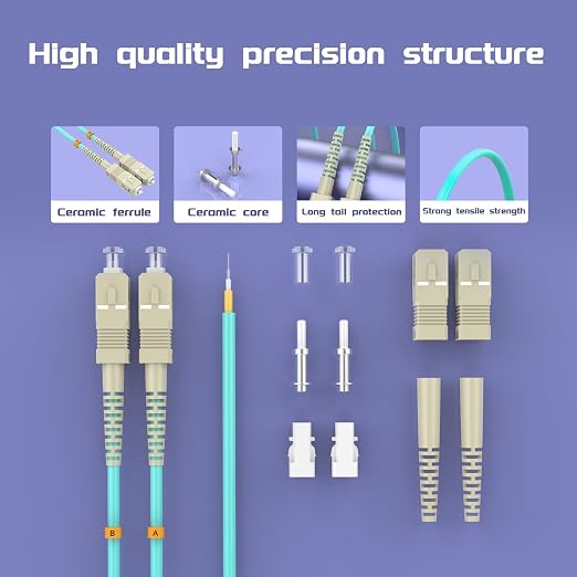 Fiber Patch Cable OM3 SC/UPC to ST/UPC 82ft/25meters, 10Gb/Gigabit MultiMode - Image 4