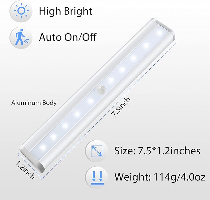 Hopedone Under Cabinet Lights, 10LED Battery Motion Sensor Light Indoor - Image 8